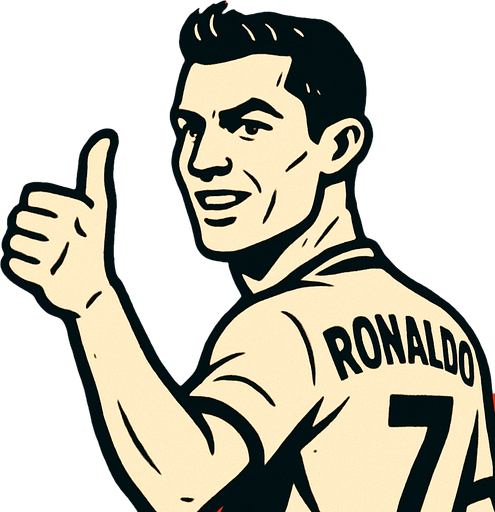 ronaldo s making thumbsup.
In-Game asset.  2d.  High contrast.  No shadows