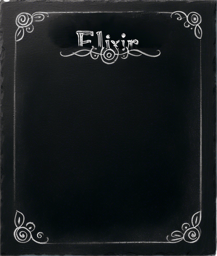 Word "ELIXIR" written in chalk