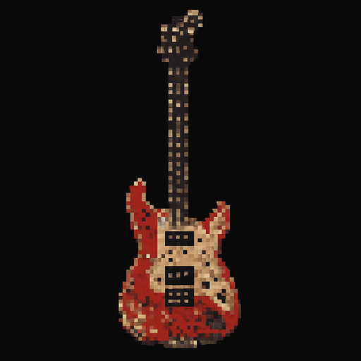 DİRTY AND BROKE guitar pixel. dik dursun
In-Game asset.  2d.  High contrast.  No shadows