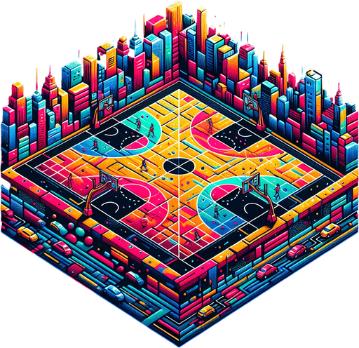 basketball sahası.
Single Game Texture. In-Game asset. 2d. Blank background. High contrast. No shadows.