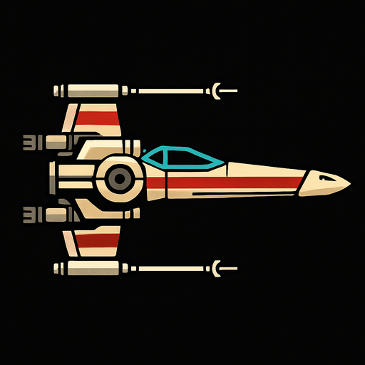 X wing side view.
In-Game asset.  2d.  High contrast.  No shadows
