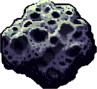 Asteroid 2D Pixel..
Single Game Texture. In-Game asset. 2d. Blank background. High contrast. No shadows.