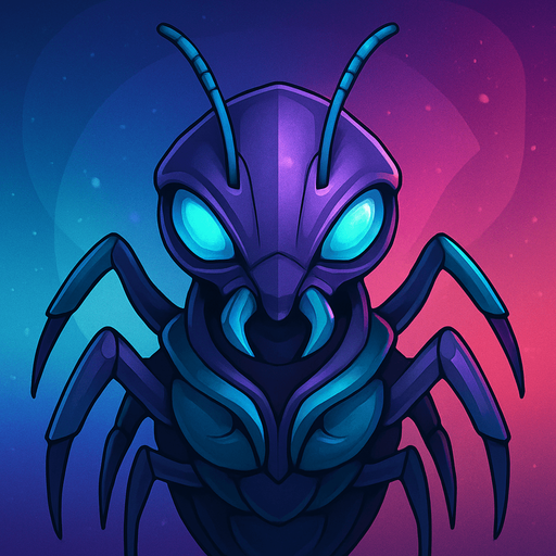 Front-facing icon, Fullscreen modern App Store art style with futuristic medium alien bug
, 16:9, high definition.  No text captions!