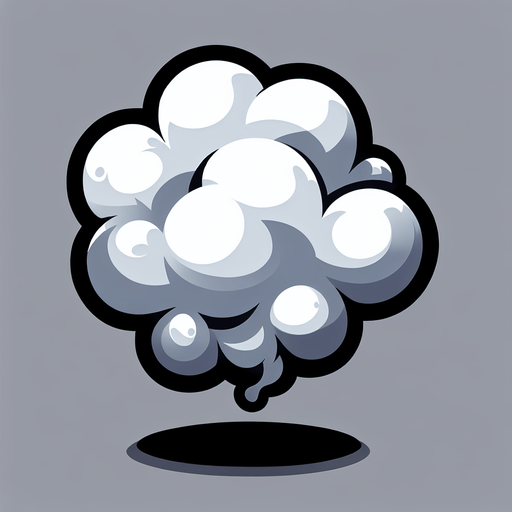 cartoon smoke puff.
Single Game Texture. In-Game asset. 2d. Blank background. High contrast. No shadows.