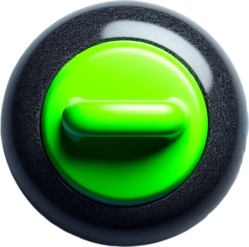 black curlingstone with neongreen top, top view.