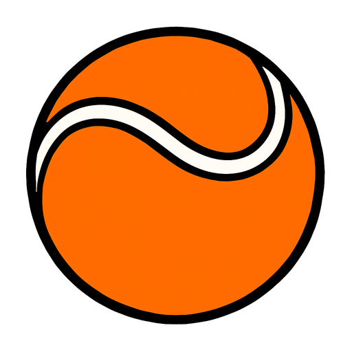 una pelota de tenis naranja.
In-Game asset.  2d.  High contrast.  No shadows
