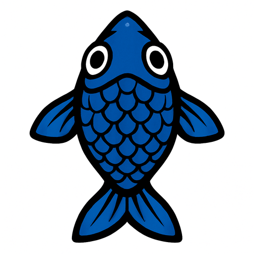 a blue fish seen from above, looking up.
In-Game asset.  2d.  High contrast.  No shadows