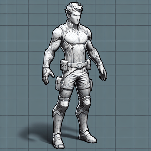 hero.
Single Game Texture.  In-Game asset.  2d.  Blank background.  High contrast.  No shadows