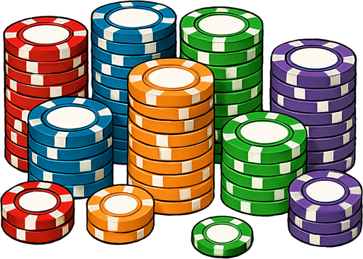 A couple different sized stacks of these chips beside each other.