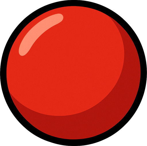 Kırmızı 3d top.
In-Game asset.  2d.  High contrast.  No shadows