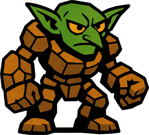 golem goblin.
In-Game asset.  2d.  High contrast.  No shadows