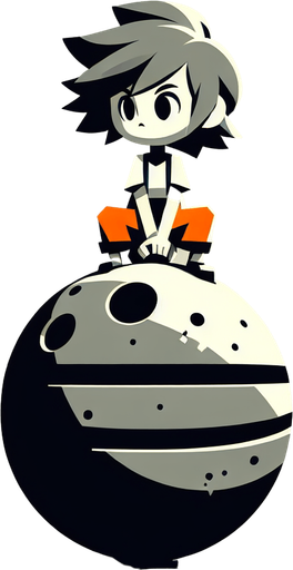 girl sitting on Wrecking Ball, cartoon style..
Single Game Texture. In-Game asset. 2d. Blank background. High contrast. No shadows.