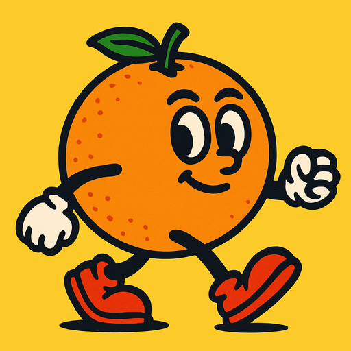 yürüyen insan portakal.
In-Game asset.  2d.  High contrast.  No shadows