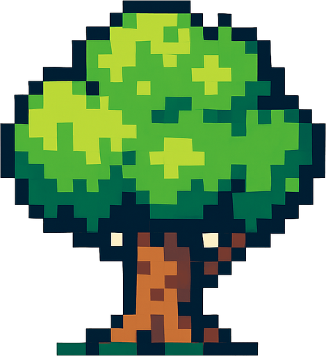 Tree pixel.
In-Game asset.  2d.  High contrast.  No shadows