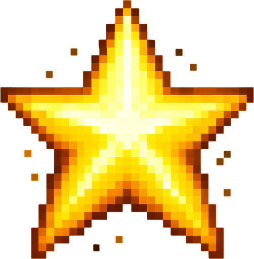 2d pixel art high quality yellow glowing one big star
In-Game asset.  2d.  High contrast.  No shadows