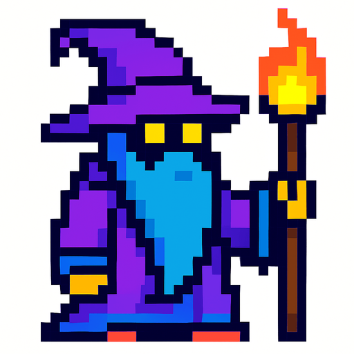mago pixel art
In-Game asset.  2d.  High contrast.  No shadows