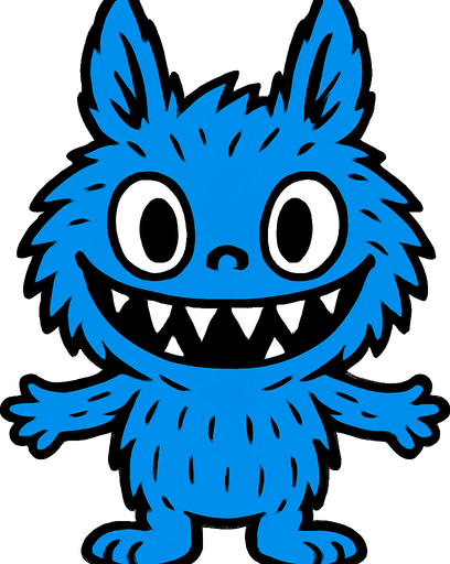 Blue Labubu.
In-Game asset.  2d.  High contrast.  No shadows