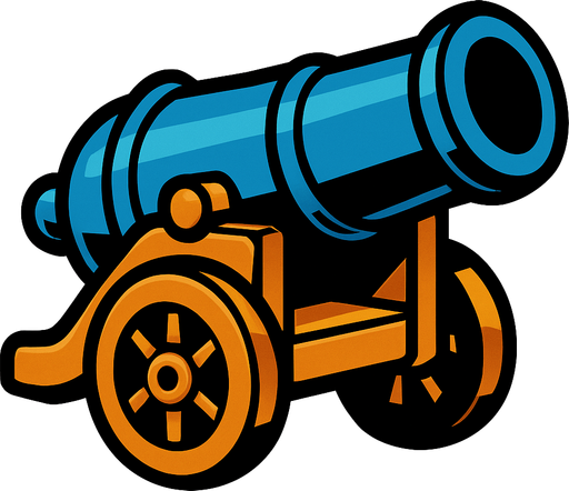 Cannon.
In-Game asset.  2d.  High contrast.  No shadows