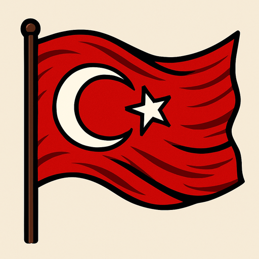 rüzgarın yönüne doğru değişen bir dalgalanan türk bayrağı resmi.
In-Game asset.  2d.  High contrast.  No shadows