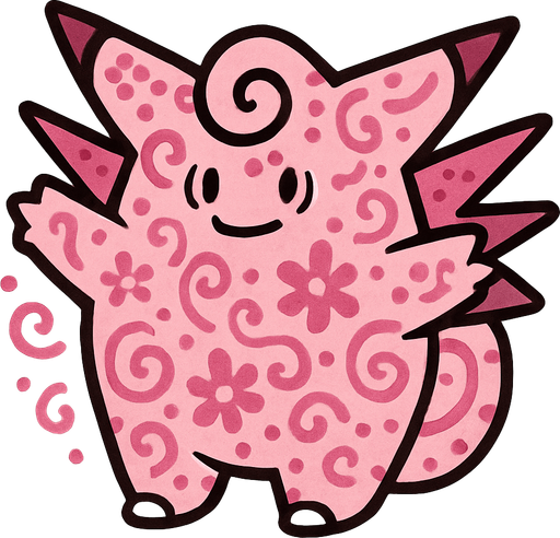 PATTERNED PINK
TOP POKEMON,.
In-Game asset.  2d.  High contrast.  No shadows