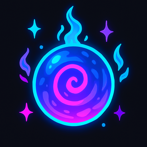 mystical neon ball.
In-Game asset.  2d.  High contrast.  No shadows