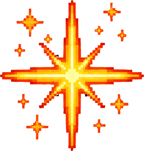 A golden sparkle. 80s arcade machine graphics..
In-Game asset.  2d.  High contrast.  No shadows