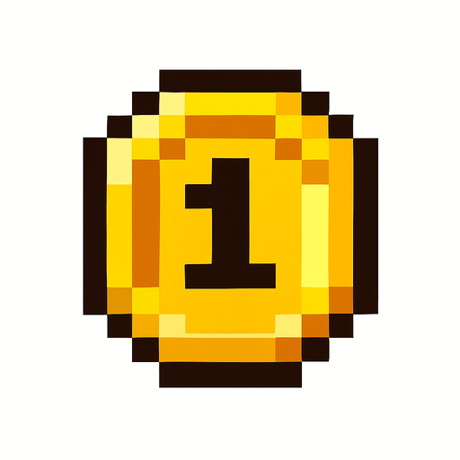Haz una moneda 2d pero un pixel.
In-Game asset.  2d.  High contrast.  No shadows