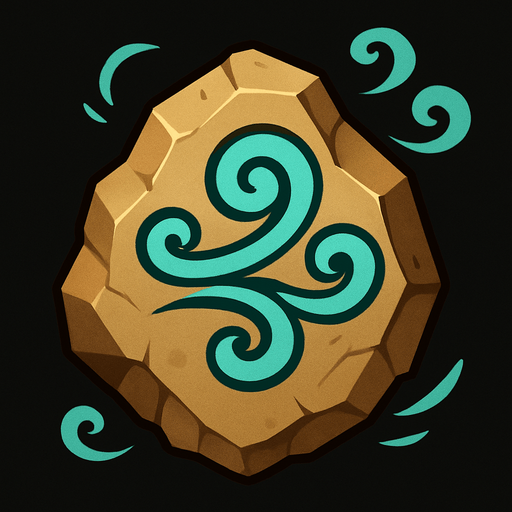 Pierre élémentaire vent.
In-Game asset.  2d.  High contrast.  No shadows