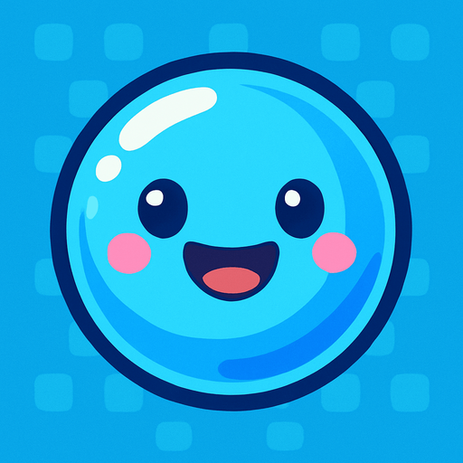 Mutlu, mavi renkli bir bubble.
In-Game asset.  2d.  High contrast.  No shadows