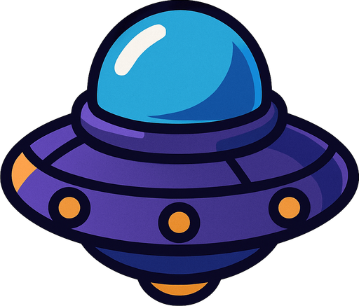 UFO spaceship.
In-Game asset.  2d.  High contrast.  No shadows