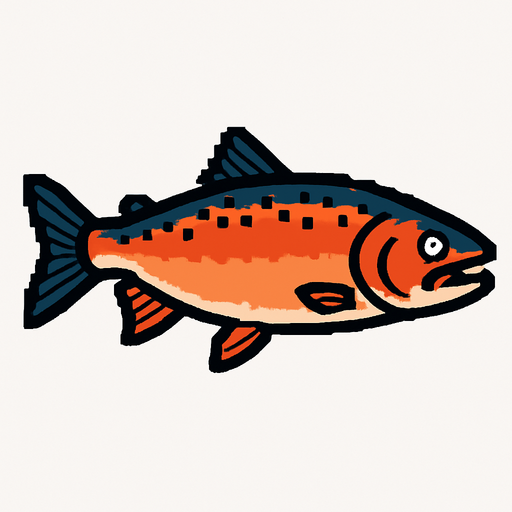 Salmon.
In-Game asset.  2d.  High contrast.  No shadows