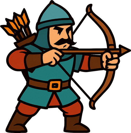Okçu piyade savaşçı.
In-Game asset.  2d.  High contrast.  No shadows
