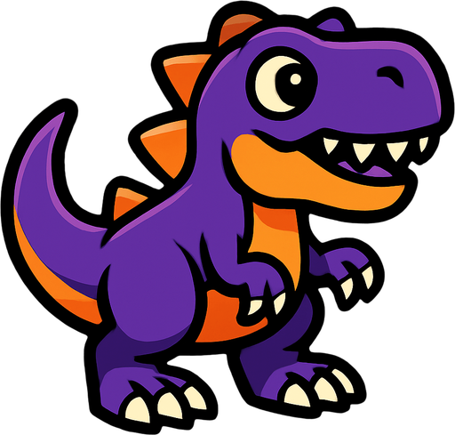 dinosaur.
In-Game asset.  2d.  High contrast.  No shadows