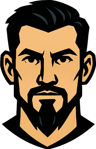 handsome, black hair, goat beard man head.
In-Game asset.  2d.  High contrast.  No shadows