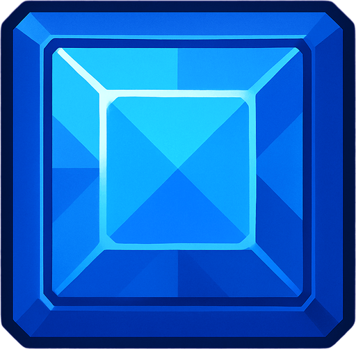 Blue gem square.
In-Game asset.  2d.  High contrast.  No shadows