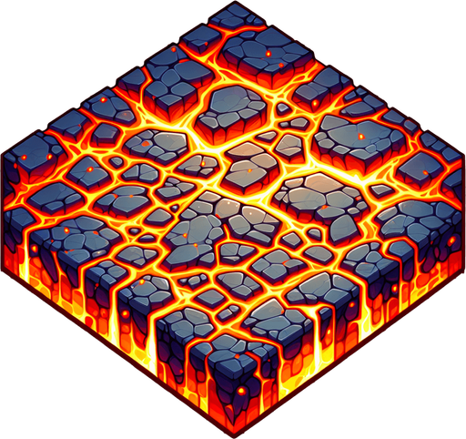 a cartoon lava floor. top-down view. tile-able so it can be repeated. no text..
Single Game Texture. In-Game asset. 2d. Blank background. High contrast. No shadows.