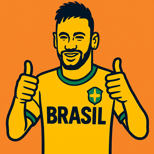 brasil tshirt neymar is making thumbsup.
In-Game asset.  2d.  High contrast.  No shadows