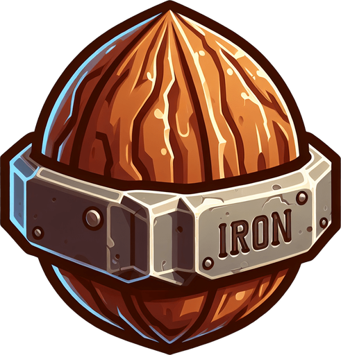 iron walnut, side view, cartoon.
Single Game Texture. In-Game asset. 2d. Blank background. High contrast. No shadows.