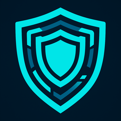 Icono de escudo futurista.
In-Game asset.  2d.  High contrast.  No shadows