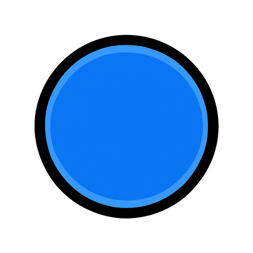 blue circle button.
In-Game asset.  2d.  High contrast.  No shadows