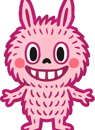 Pink Labubu.
In-Game asset.  2d.  High contrast.  No shadows