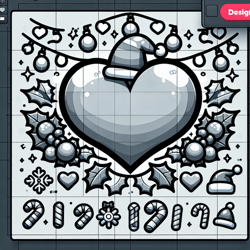 Cartoon Christmas heart
Single Game Texture. In-Game asset. 2d. Blank background. High contrast. No shadows.