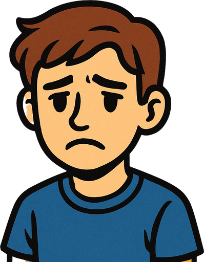 The character is a little boy that is sad and 17 years old.
In-Game asset.  2d.  High contrast.  No shadows. Kid