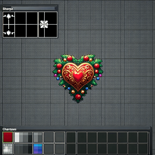 a heart christmas decoration. Single Game Texture. In-Game asset. 2d. Blank background. High contrast. No shadows.