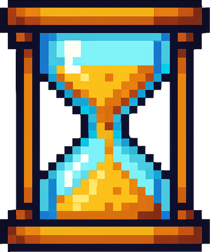 pixart sand watch.
In-Game asset.  2d.  High contrast.  No shadows