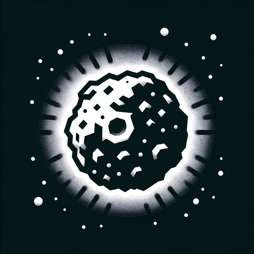 一颗陨石.
Single Game Texture. In-Game asset. 2d. Blank background. High contrast. No shadows.