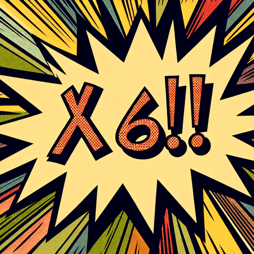text popup "x64!".
comic style