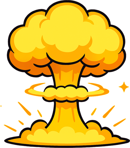 2D survivor.io game style atomic boom effect front view. No text written on it.