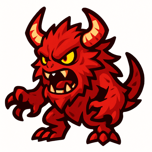 Red wild  monster.
In-Game asset.  2d.  High contrast.  No shadows