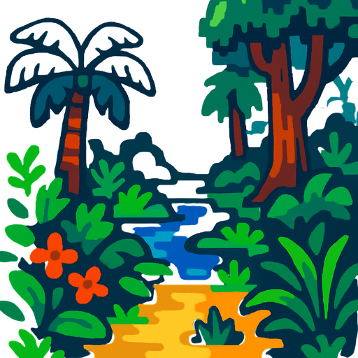 pixart jungle.
In-Game asset.  2d.  High contrast.  No shadows